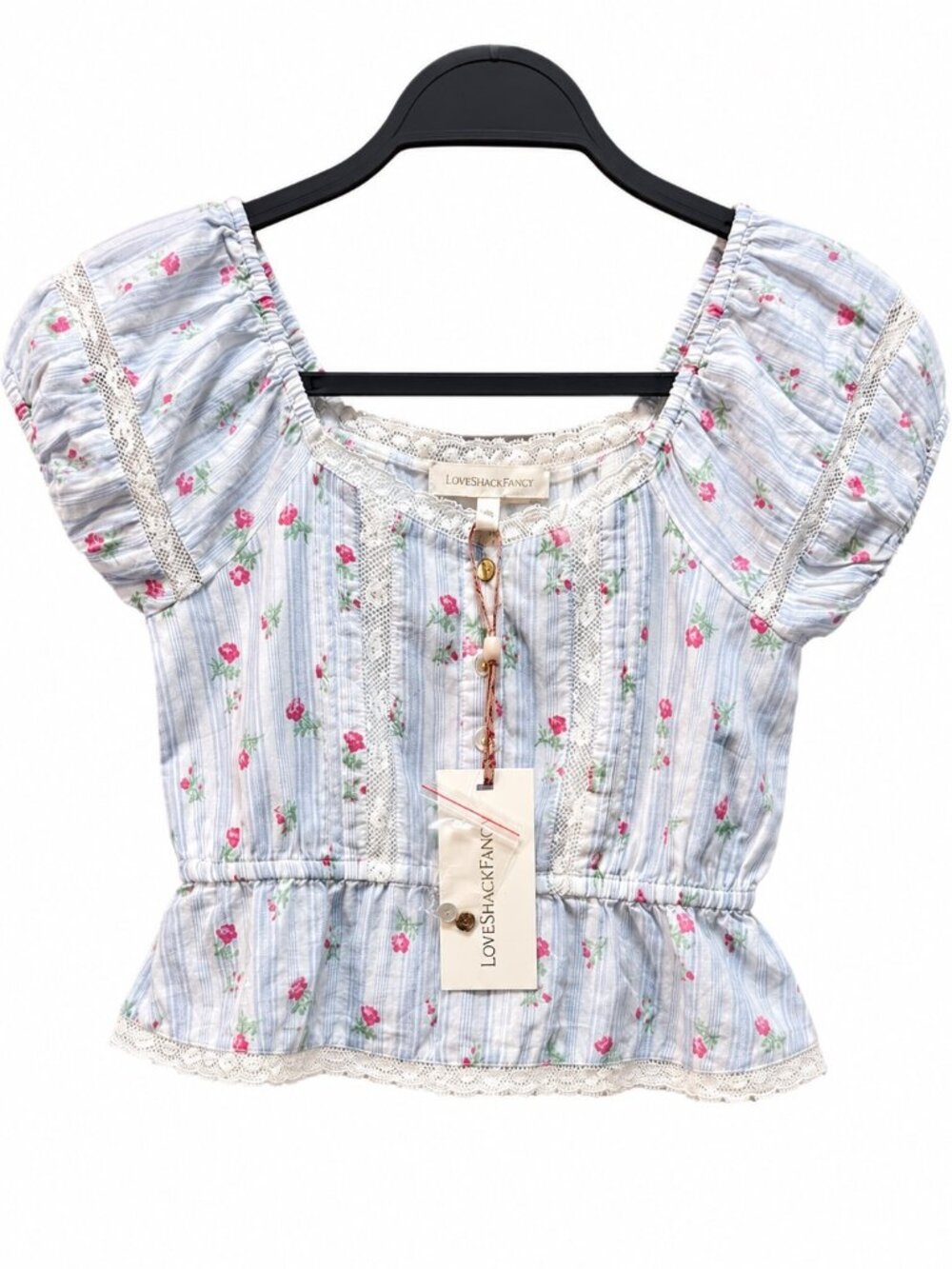 LoveShackFancy Girls Ottie Top Coastline Blue Floral Print Size 7/8